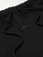 FEAR OF GOD ESSENTIALS - Wide-Leg Logo-Print Cotton-Blend Jersey Drawstring Shorts - Black