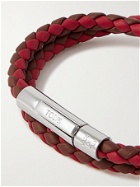 TOD'S - Woven Leather and Silver-Tone Bracelet - Red