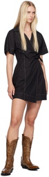 GANNI Black Wrap Minidress