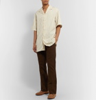 Gucci - Camp-Collar Logo-Jacquard Striped Cotton-Poplin Shirt - Neutrals