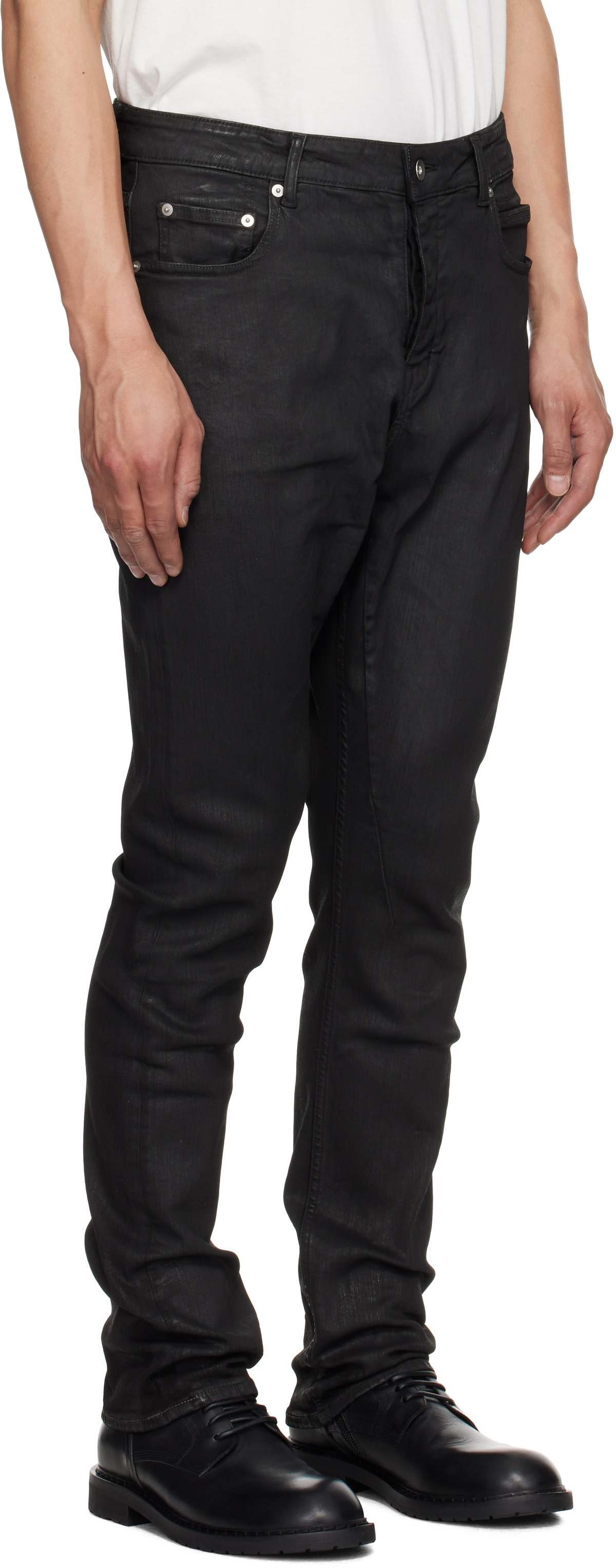 rick owens drkshdw Detroit cut 28 コーティング Rick Owens DRKSHDW Black Hollywood Detroit Cut Jeans Rick Owens