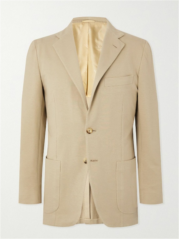 Photo: Kiton - Slim-Fit Unstructured Cotton-Blend Jersey Blazer - Neutrals
