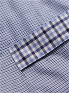 Turnbull & Asser - Piped Checked Cotton-Poplin Robe - Blue