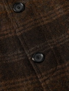 Oliver Spencer - Grandpa Belted Checked Wool-Felt Coat - Brown