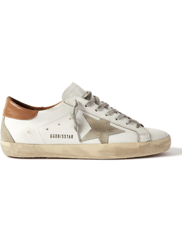 Photo: Golden Goose - Superstar Distressed Leather and Suede Sneakers - White