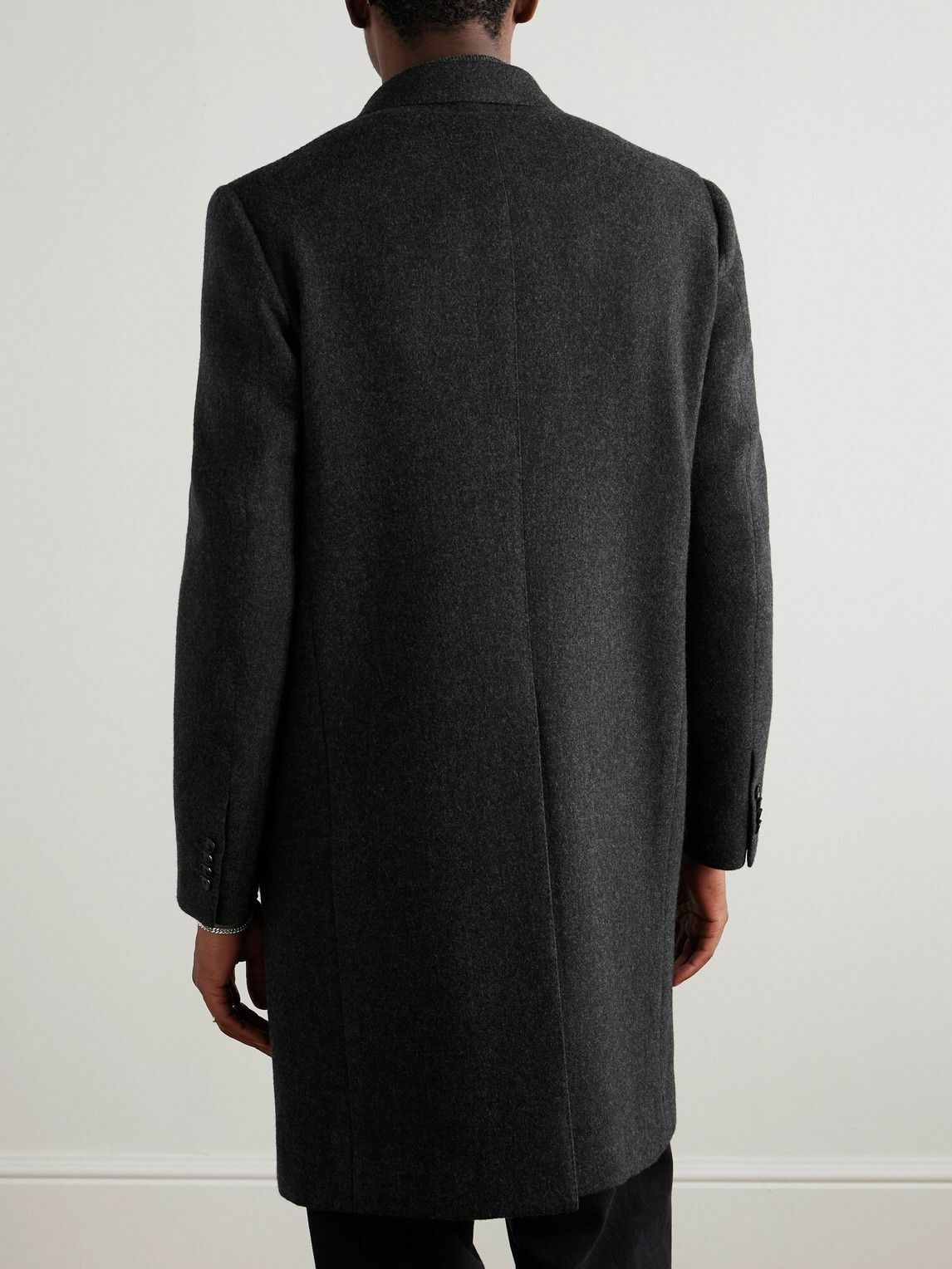 Caruso - Brushed Wool and Cashmere-Blend Overcoat - Black