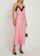 Rixo Alberta Floral-jacquard Lace and Satin Midi Slip Dress Pink