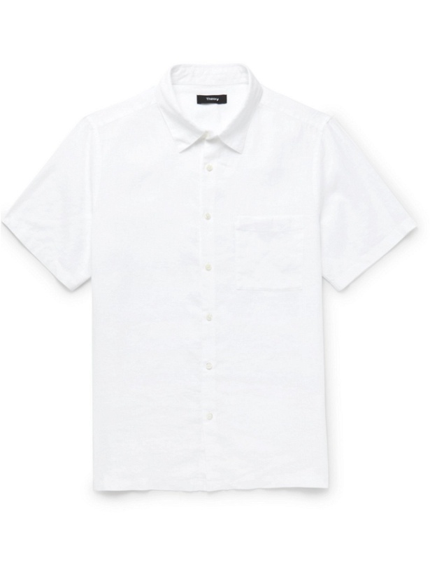Photo: THEORY - Irving Mélange Linen Shirt - White