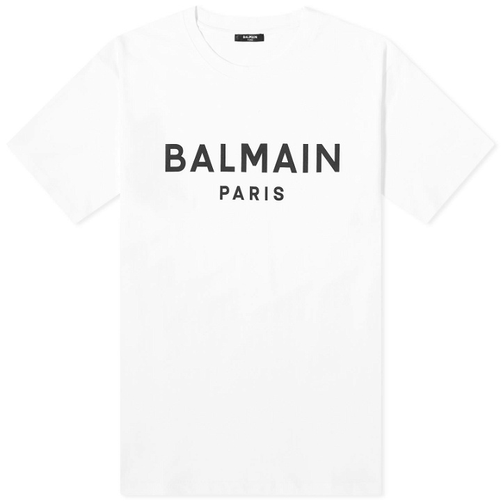 Photo: Balmain Men's Paris Logo T-Shirt in White/Black
