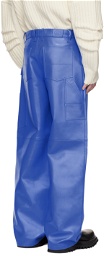 ALTU Blue Wide-Leg Leather Pants