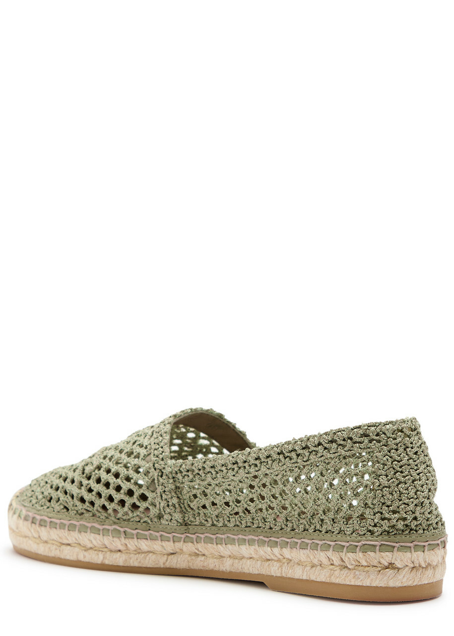 Chloe Isla Crocheted Espadrille Flats Green