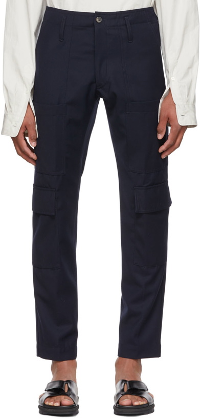 Photo: Dries Van Noten Navy Polyester Trousers