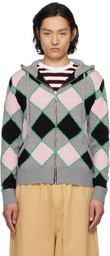Marni Gray Argyle Gauge 5 Jacket
