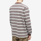 Beams Plus Men's Long Sleeve Multi Stripe Pocket T-Shirt in Brown