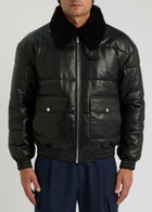 DRÔLE DE Monsieur Le Blouson Cuir Quilted Leather Bomber Jacket Black