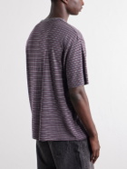Auralee - Striped Wool-Jersey T-Shirt - Gray