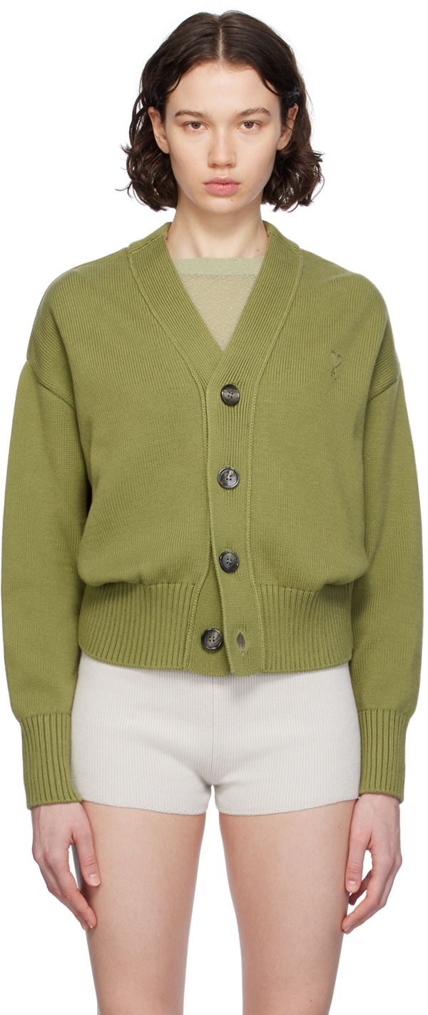 AMI Paris Green Ami de Cœur Cardigan AMI