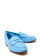 Polo Ralph Lauren Logo Pebbled Leather Loafers Light Blue