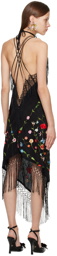 Conner Ives Black Reconstituted Piano Shawl Midi Dress