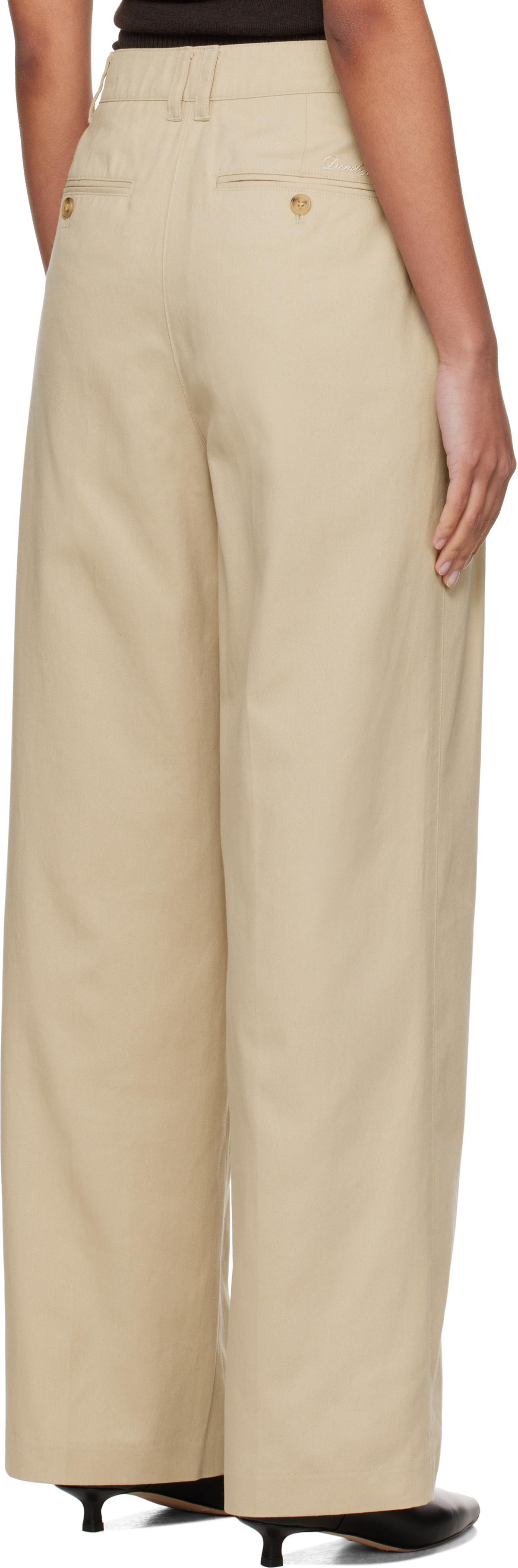 Dunst Beige Double-Pleated Chino Trousers