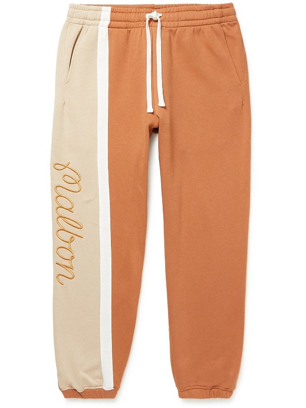 Photo: Malbon Golf - Logo-Embroidered Colour-Block Cotton-Blend Jersey Golf Sweatpants - Brown