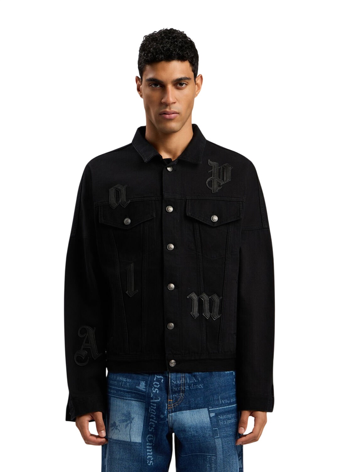 Palm Angels - Appliquéd Leather Varsity Jacket - Black Palm Angels