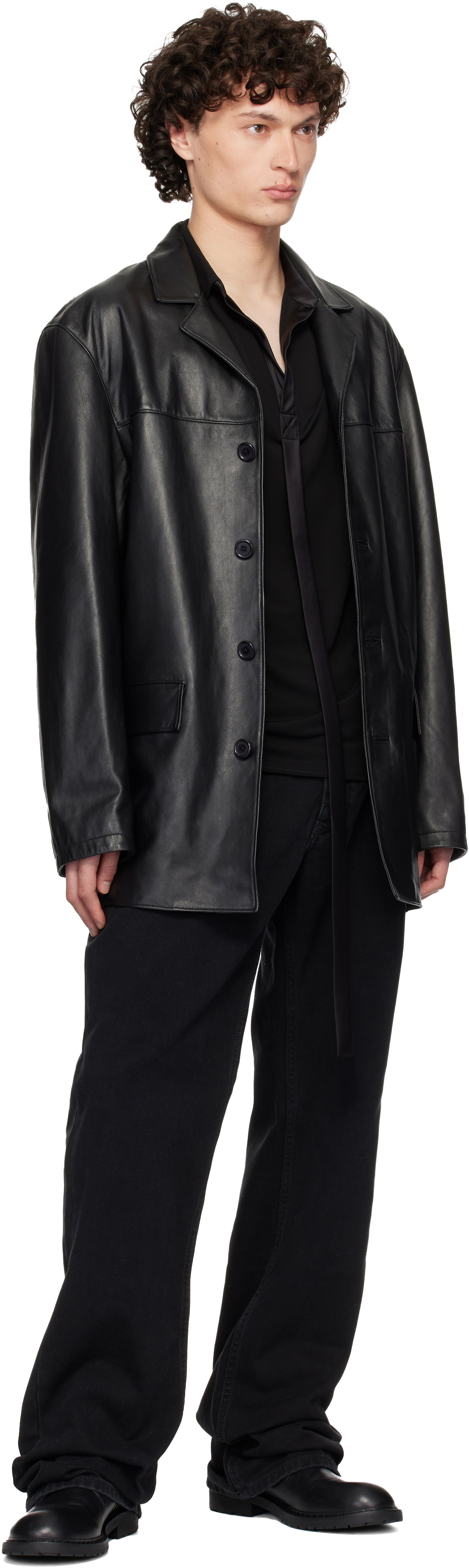 1017 ALYX 9SM Black Four Button Leather Blazer 1017 ALYX 9SM