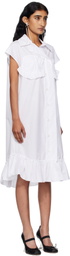 Simone Rocha White Sleeveless Ruffle Bust Detail Midi Dress
