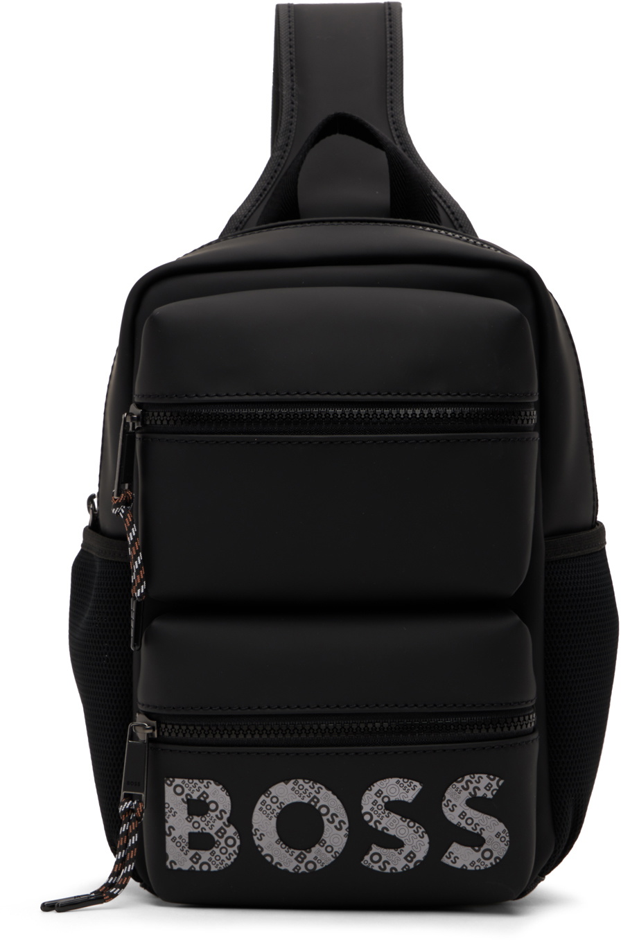 BOSS Black Faux-Leather Backpack BOSS