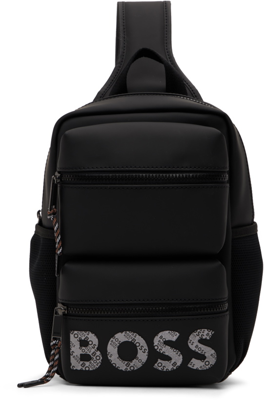 Photo: BOSS Black Faux-Leather Backpack