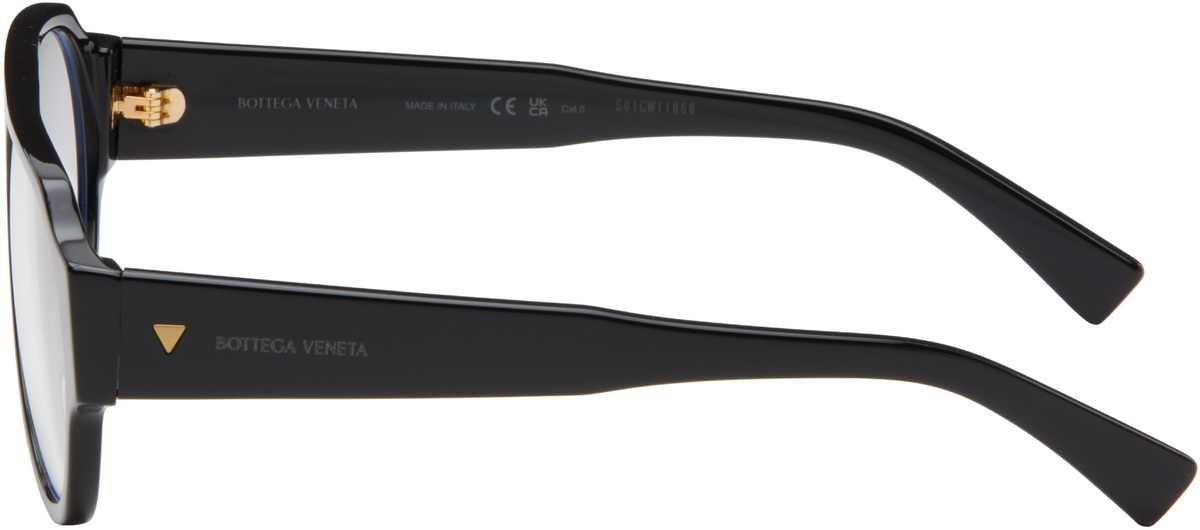 Bottega Veneta Black Soft Aviator Glasses
