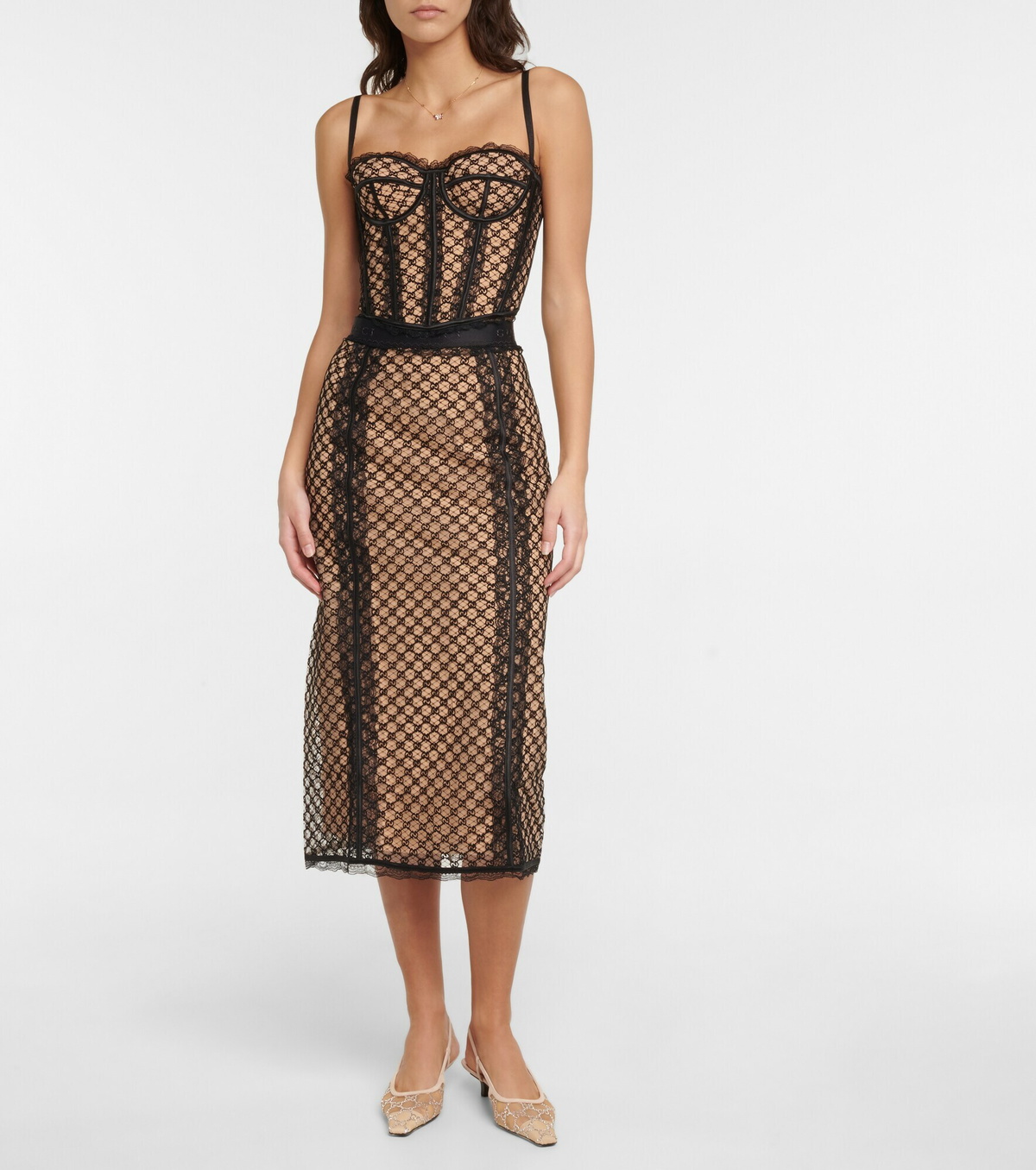 Gucci - GG mesh and lace bustier Gucci