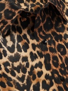 SAINT LAURENT - Leopard-Print Silk-Satin Jacket - Brown