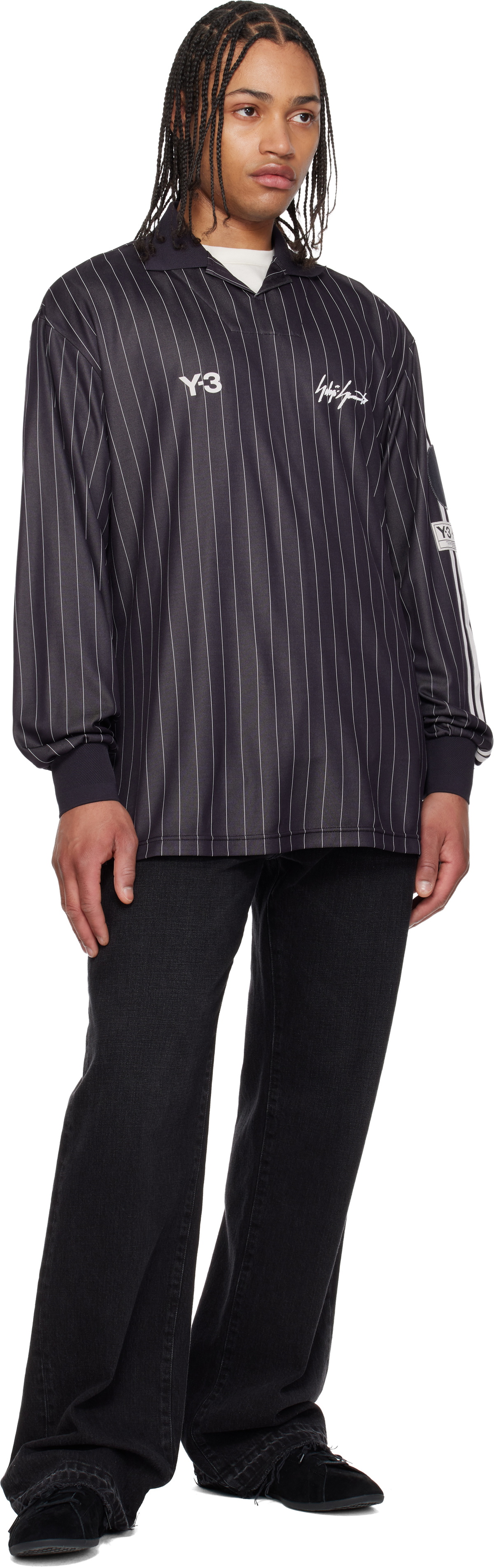 Y-3 Black Zinedine Zidane Soccer Long Sleeve Jersey T-shirt