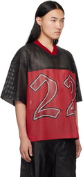 AMIRI Black & Red 'AMIRI 22' Oversized Jersey Leather T-shirt