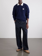 FRAME - Logo-Embroidered Cashmere Sweater - Blue
