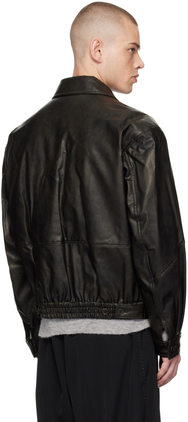 AMOMENTO Black Padded Faux-Leather Jacket AMOMENTO