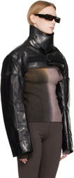 Rick Owens Black Tower Mac Cropped Leather Jacket