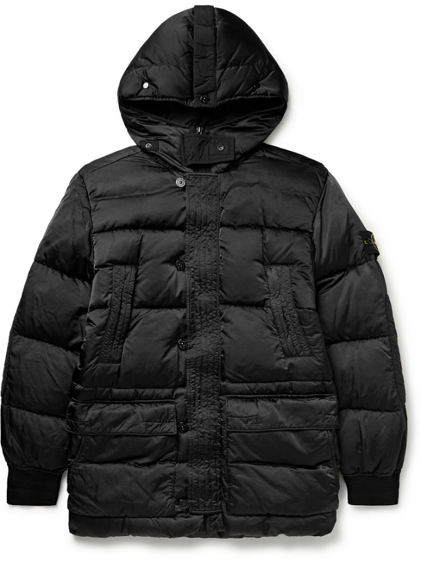Photo: Stone Island - Logo-Appliquéd Quilted Coated-Shell Down Parka - Black