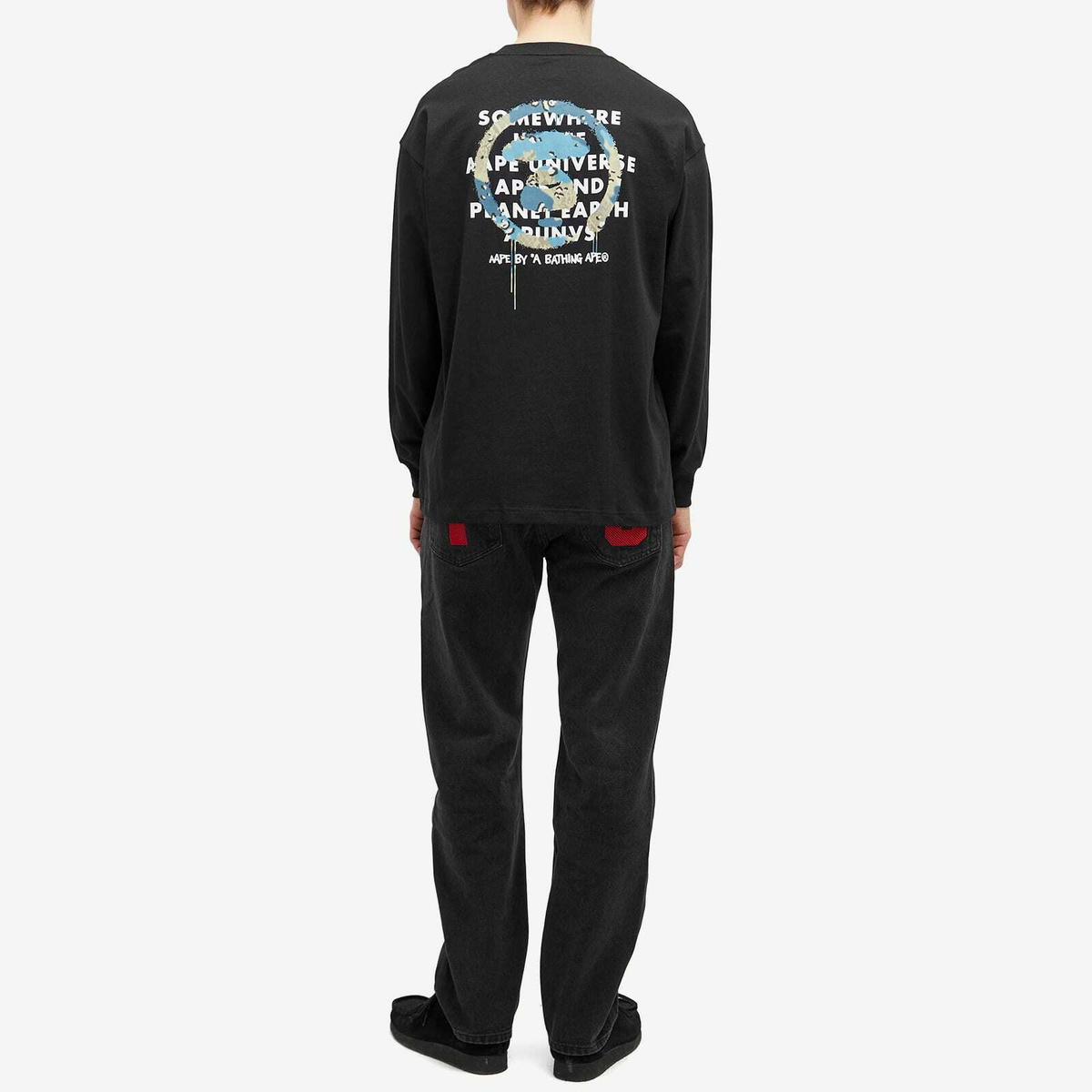 関送込♪AAPE BY A BATHING APE/Camo Graffiti LS T-Shirt Men's AAPE Snake Camo Graffiti Long Sleeve T-Shirt in Black