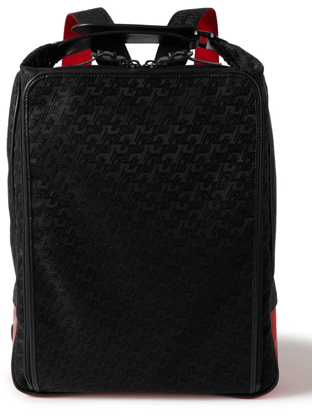 Photo: CHRISTIAN LOUBOUTIN - Leather-Trimmed Logo-Jacquard Coated-Canvas and Mesh Backpack