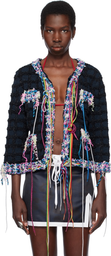 Photo: Julie Kegels Navy Knitted Tweed Jacket