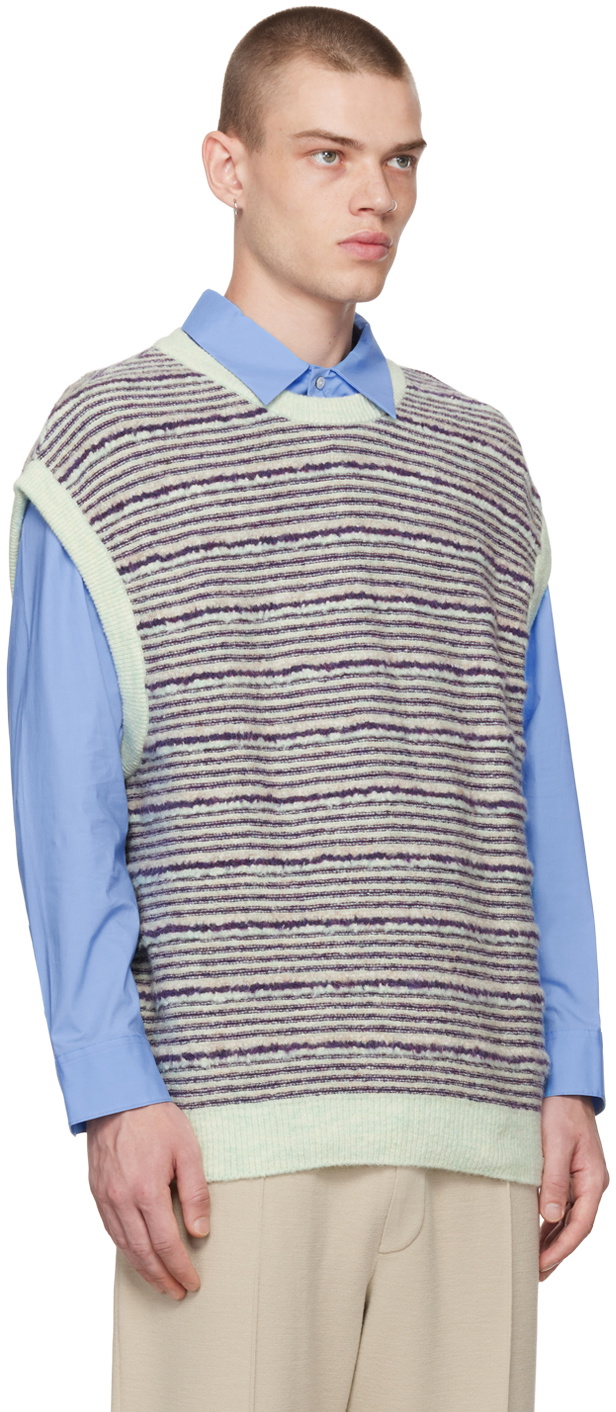 Solid Homme Purple Striped Vest
