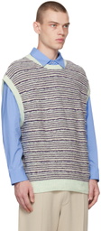 Solid Homme Purple Striped Vest
