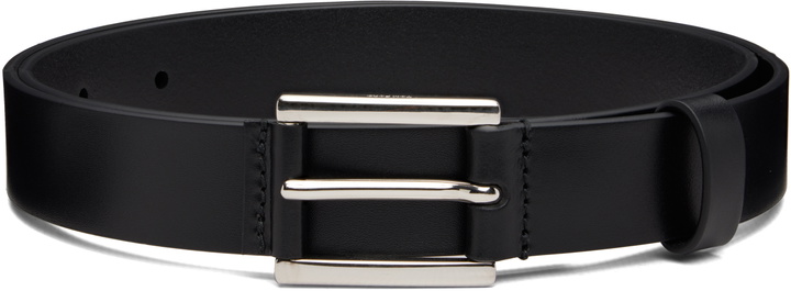 Photo: TOM FORD Black Vacchetta Leather Detail Buckle Belt