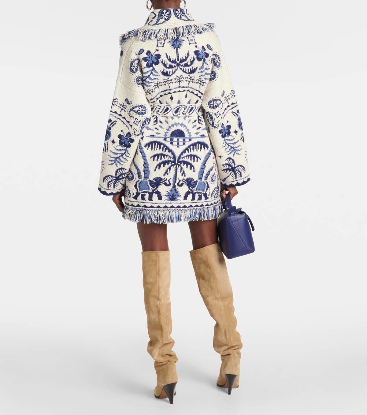 【ALANUI】fringed wool and cotton-blend jacquard コート Alanui patterned-jacquard frayed-trim Cardigan Coat