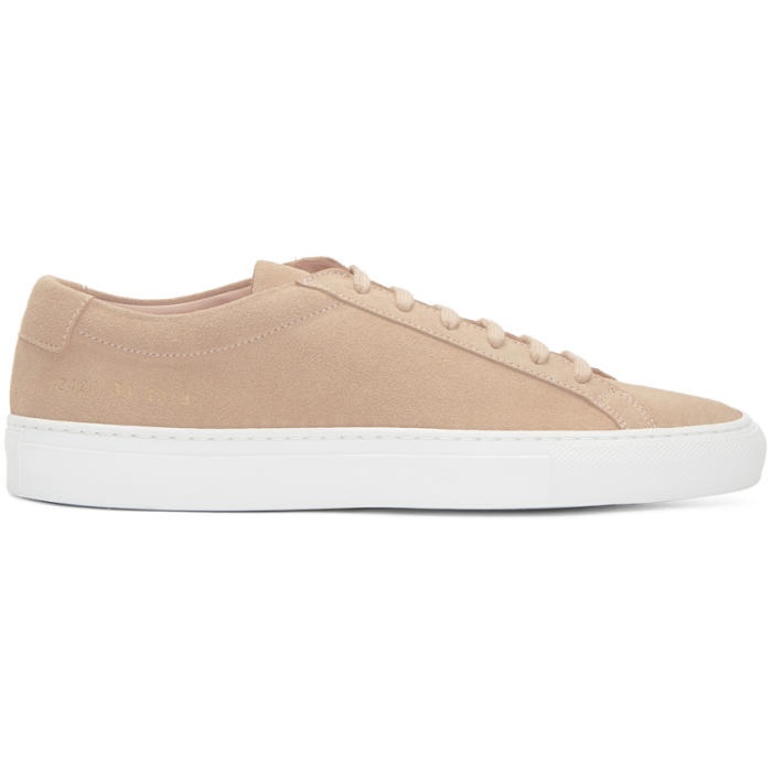 Photo: Common Projects Pink and White Suede Original Achilles Low Sneakers 