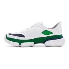Prada White and Green Cloudbust Sneakers