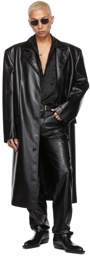 LU'U DAN SSENSE Exclusive Black Faux-Leather Tailored Coat
