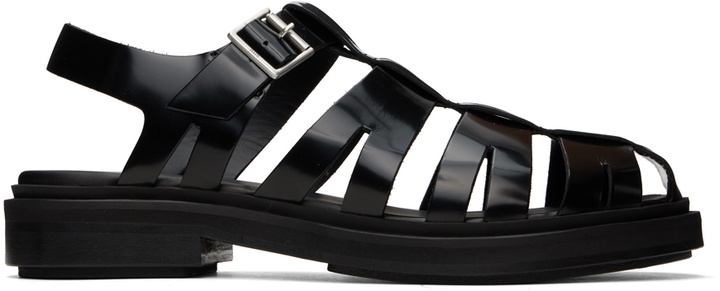 Photo: AMI Paris Black Anatomical Toe Fisherman Sandals